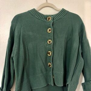 Quince 100% Cotton Green Cropped Sweater